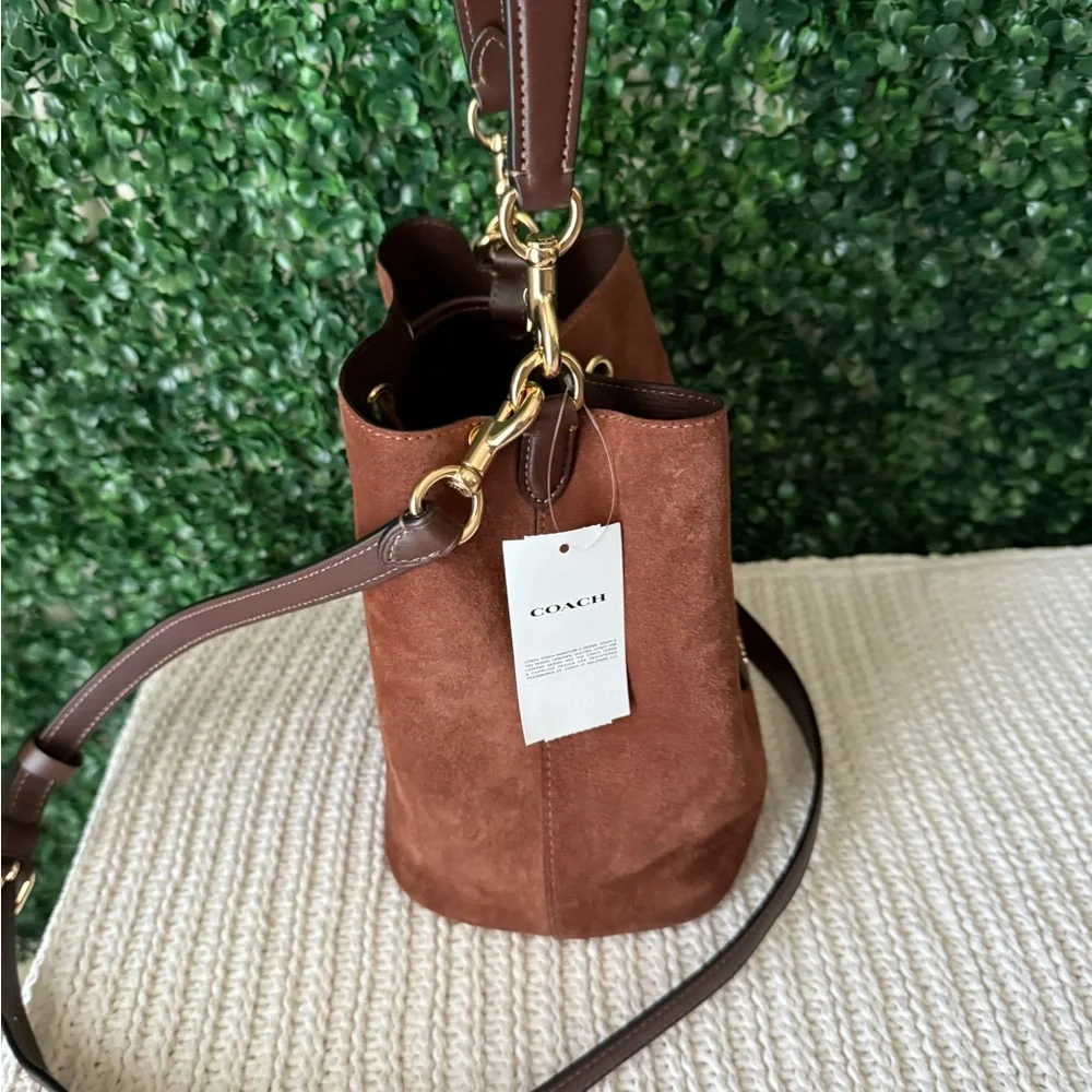Coach Rowan Brown Suede Bucket Bag NWT